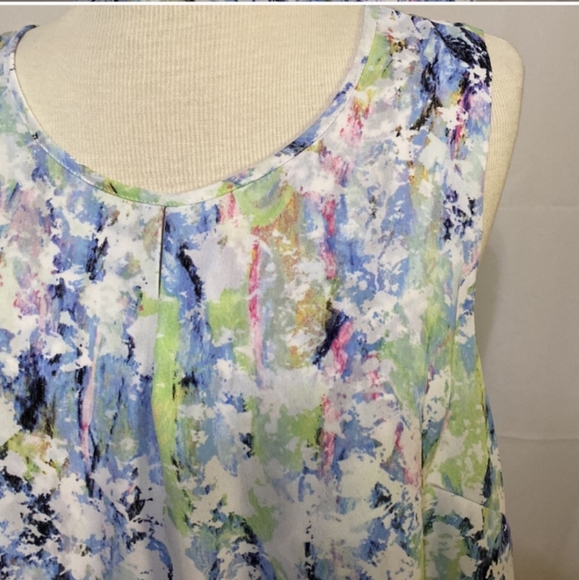 Rose & Olive Sleeveless Shirt with Layering - 1X - Picture 3 of 9